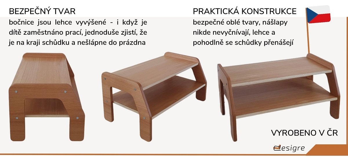 Dřevěná stolička pro 2 děti specifikace
