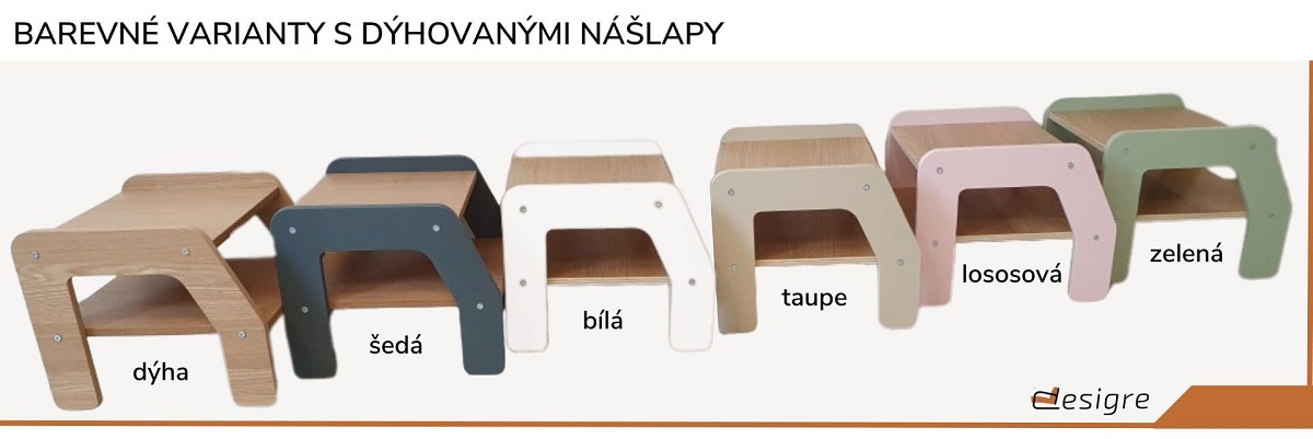 dřevěné schůdky / barevné schůdky - varianty