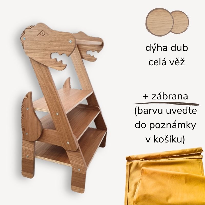 Učicí věž 3v1 Dinosaurus - se zábranou pro nejmenší