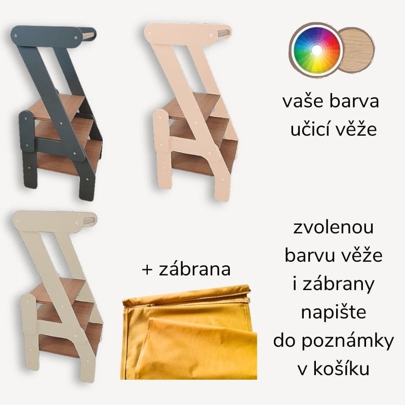Učicí věž 3v1 Minimalistic - se zábranou pro nejmenší