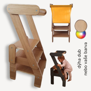 Učicí věž 3v1 Minimalistic - se zábranou pro nejmenší